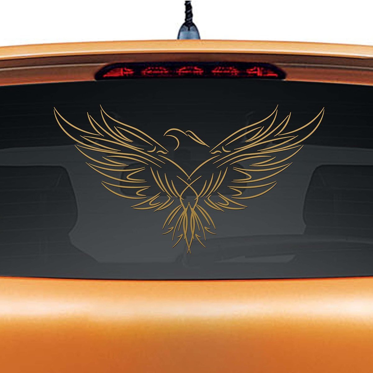 WallDesign Car Graphics Design Fly Like an Eagle with Big Wings Reflective Vinyl Stickers (Gold), Pack of 1