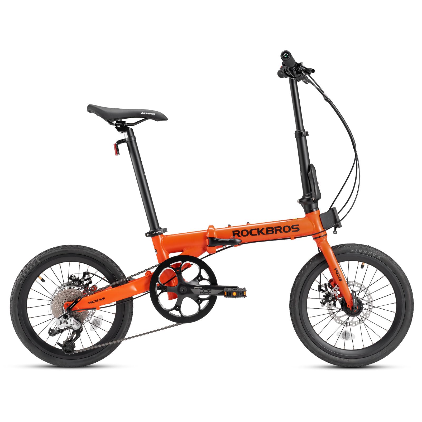 ROCKBROS Bici Pieghevole 16 Pollici in Alluminio, 9 Velocità, Freni a Disco, Ultraleggera, Unisex, Bicicletta Pieghevole per Attività all'Aria Aperta e Pendolarismo Lavorativo