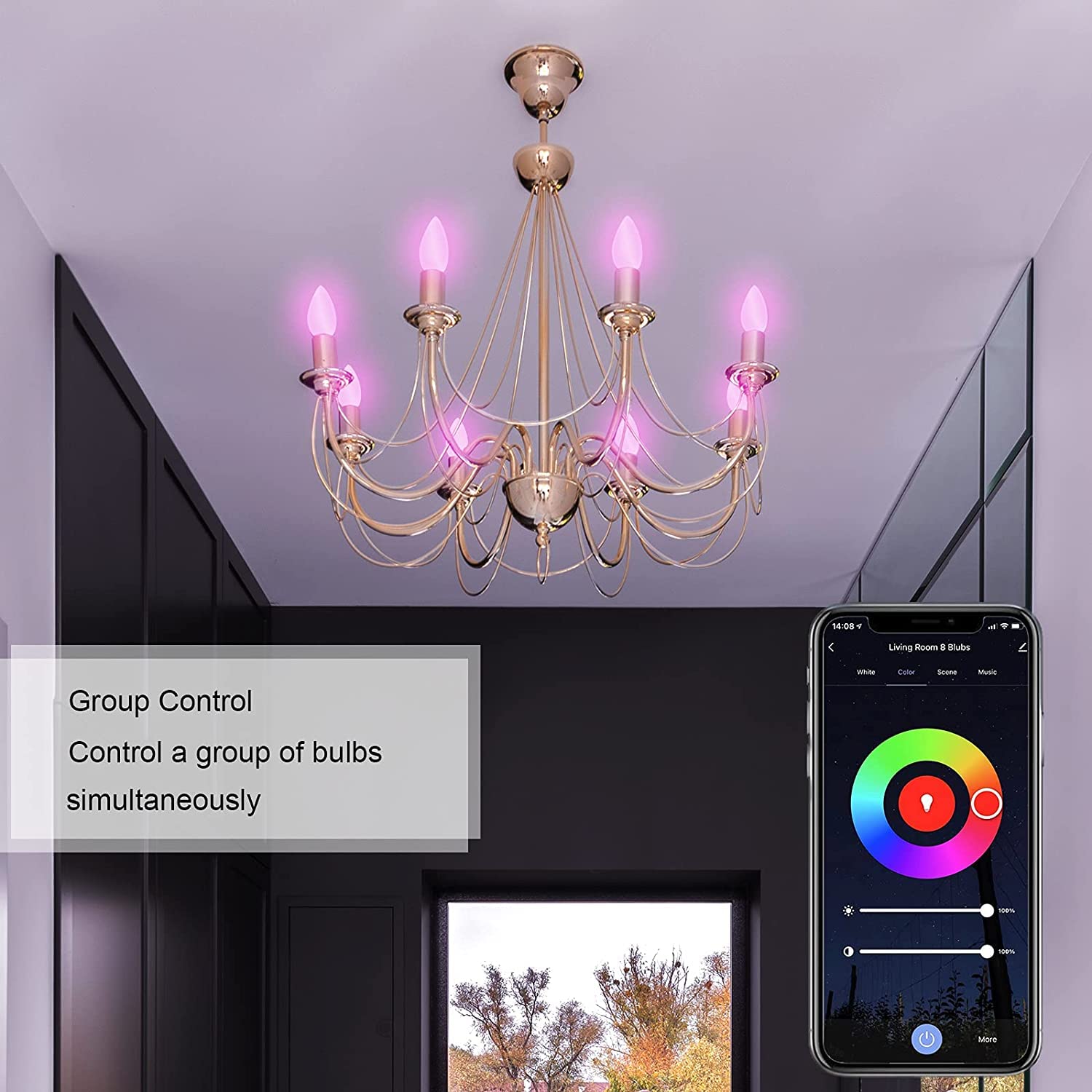 ANTELA Ampoule Connectée WiFi LED E14 4.5W RGBCW Compatible Alexa Google Home, 4 PCS
