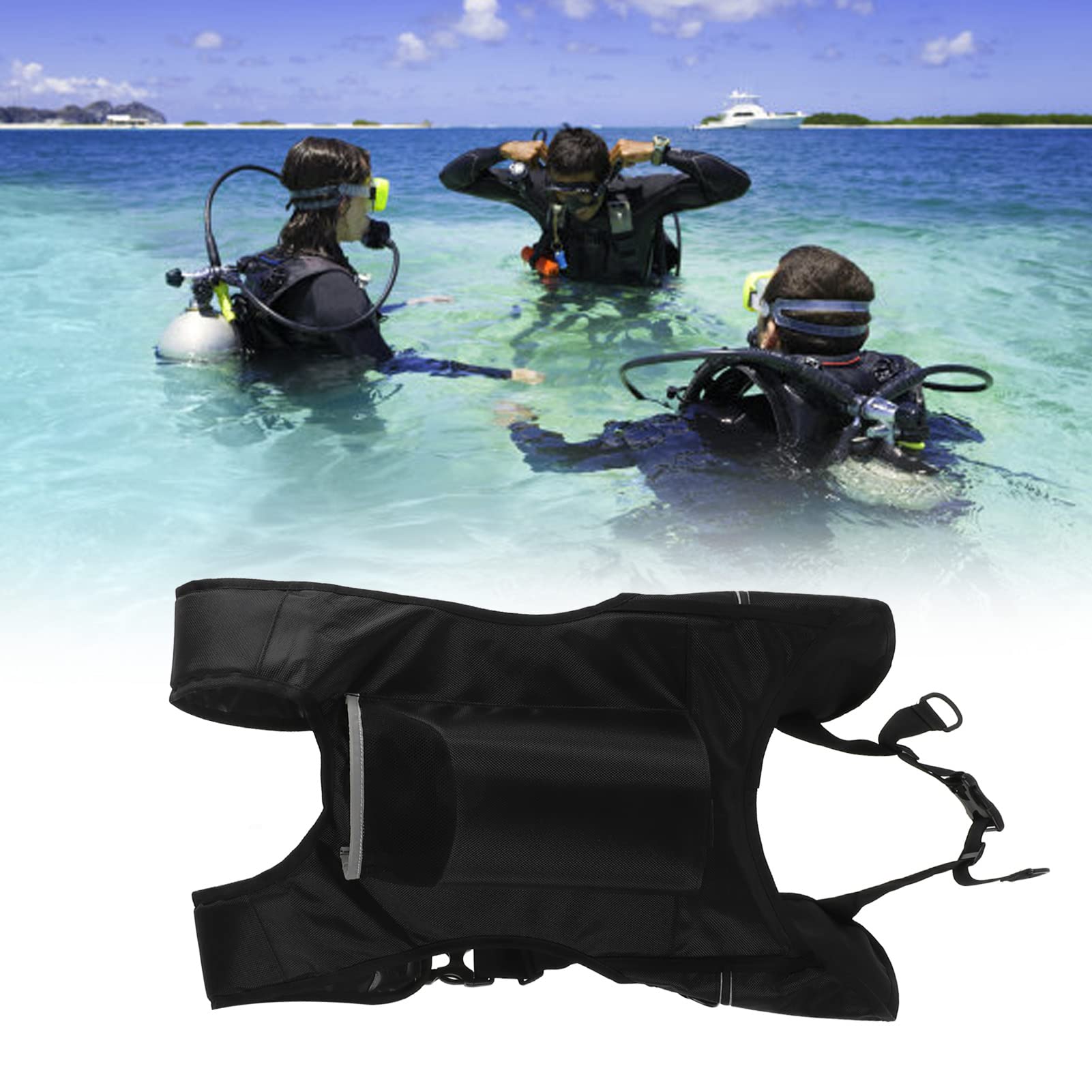 Tauchflaschen-Rucksack, verschleißfeste Reflexstreifen, Unterstützung für Sauerstoffflaschen, schnell trocknendes Stoffschnallen-Design für Unterwasseraktivitäten