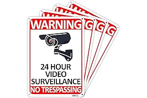 4-Pack 24 Hour Video Surveillance And No Trespassing Notice Signage