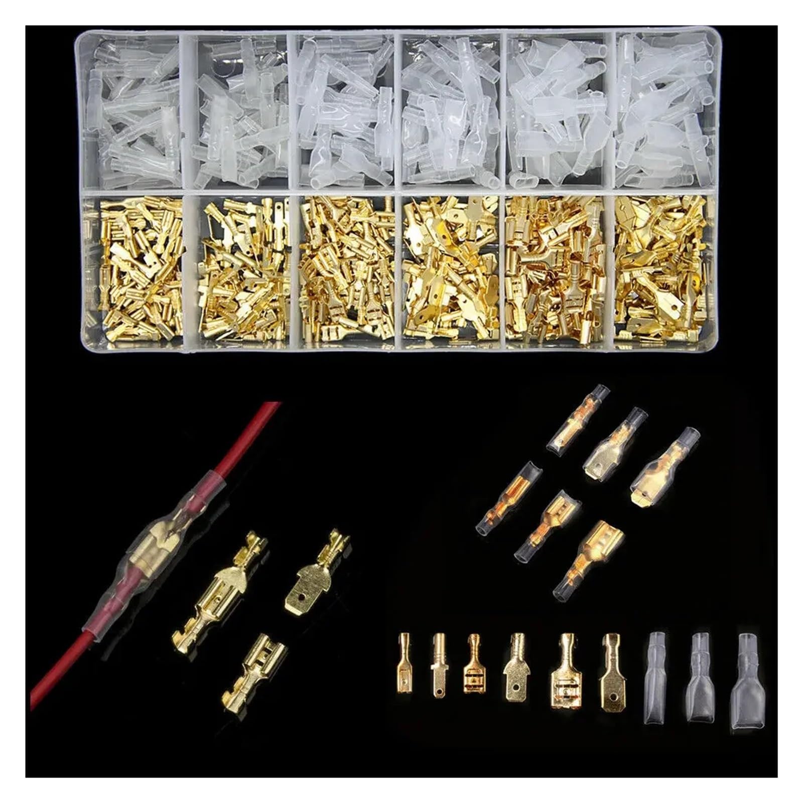 QMKADFQXF 450PCS Assorted Male Female Electrical Wire Spade Crimp Connectors 2.8/4.8/6.8mm Crimping Splice Terminals & Insulation Sheath