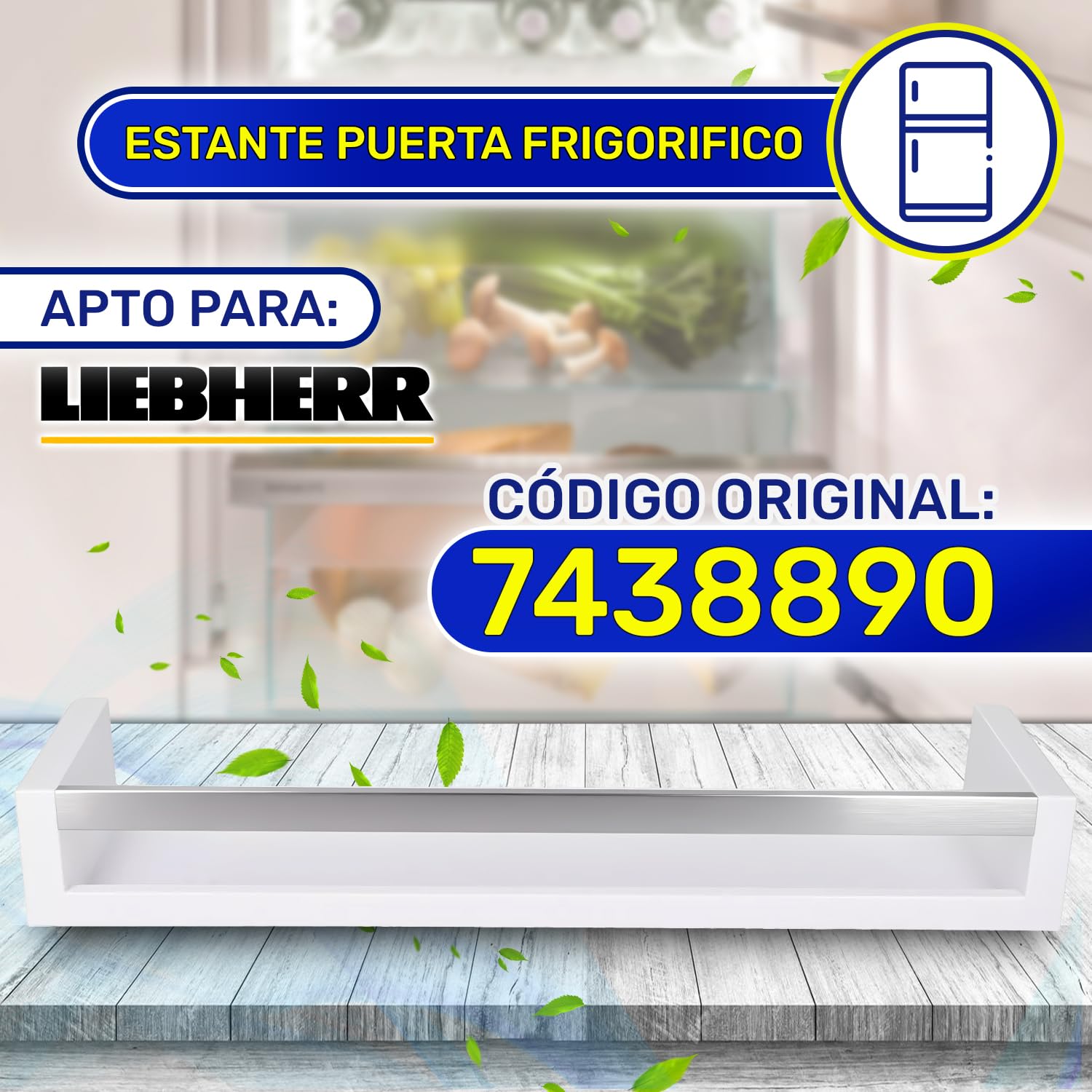 Estante Puerta Frigorifico 416x112x60 mm con Código Original 7438890 para Liebherr - Garantía de 10 Años - MONTERAL