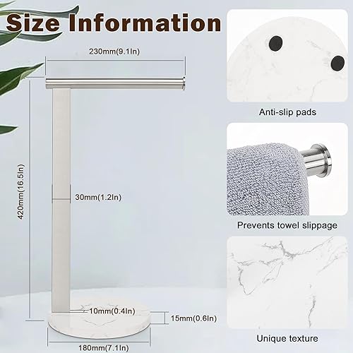 Miniatura 2 de Siyzda Toallero de mano para baño, toallero de mano independiente en forma de L, barra de toalla de acero inoxidable SUS304, organizador de encimera