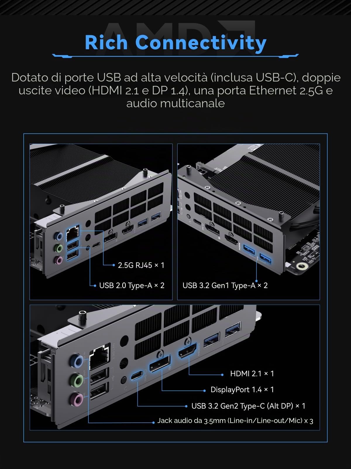 MINISFORUM BD775i SE Scheda madre AMD Ryzen 7 7745HX Barebone Gaming PC, HDMI+DP+USB-C, tripla uscita video, 2 slot DDR5 SODIMM Mini PC, 2.5G RJ45, Radeon 610M Graphics