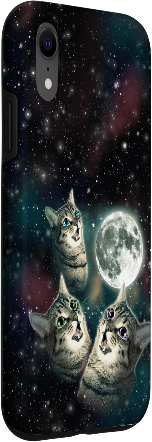 Three Cat Moon | 3 Kitten Meow Dead Moon Weird Cursed Meme Case for iPhone XR