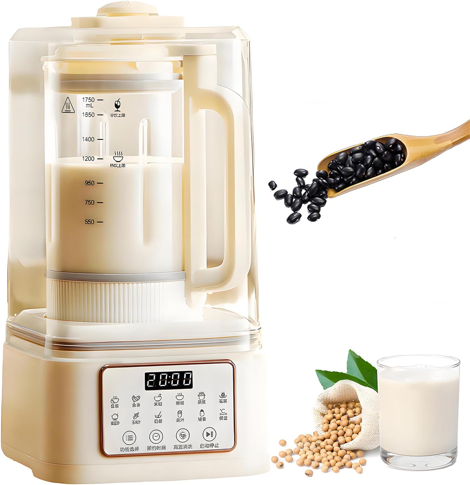 Almond Cow Milk Maker Machine, Automatic Nut Milk Maker with Brush & Measuring Cup, Delay Start/Self-Cleaning for Homemade Plant-Based Milk