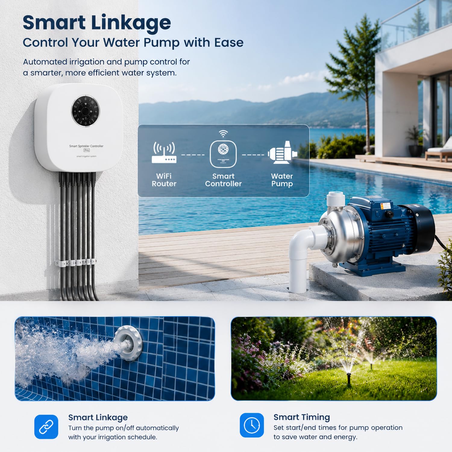 Computer di irrigazione Wi-Fi a 12 zone: controllo intelligente di irrigazione con WiFi e app 2.4G/5G, compatibile con Alexa e Google Assistant, irrigazione automatica del giardino con ritardo della