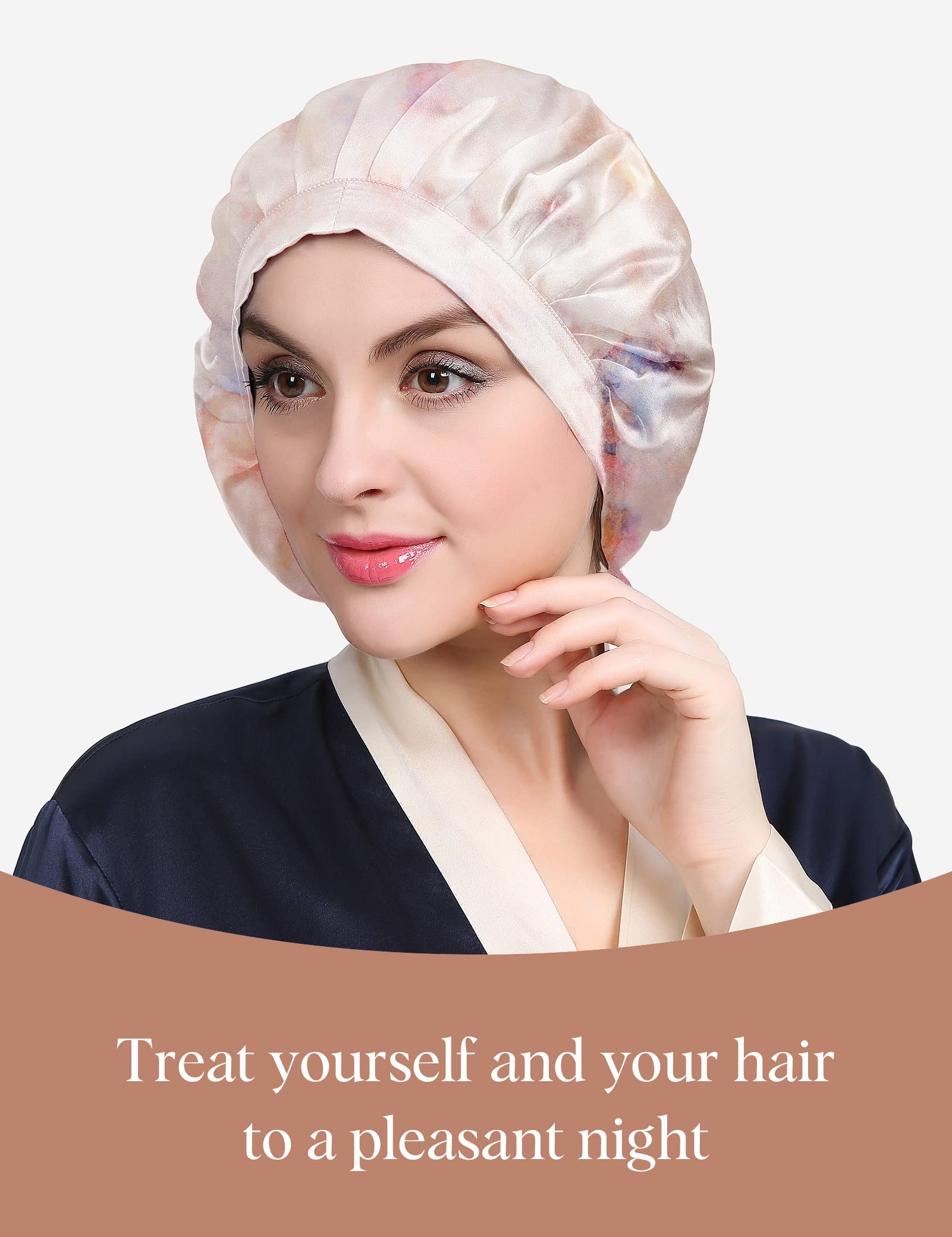 LilySilk 100% Pure Mulberry Silk Sleep Cap for Hair Care Women 19 Momme - Image 3
