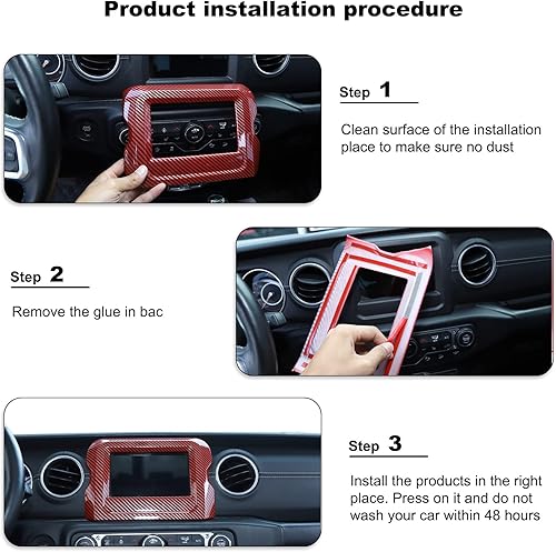 Miniatura 3 de RT-TCZ Navegación GPS panel de pantalla marco cubierta decoración interior accesorios para Jeep Wrangler JL JLU y Gladiator JT 2018-2022 (fibra de