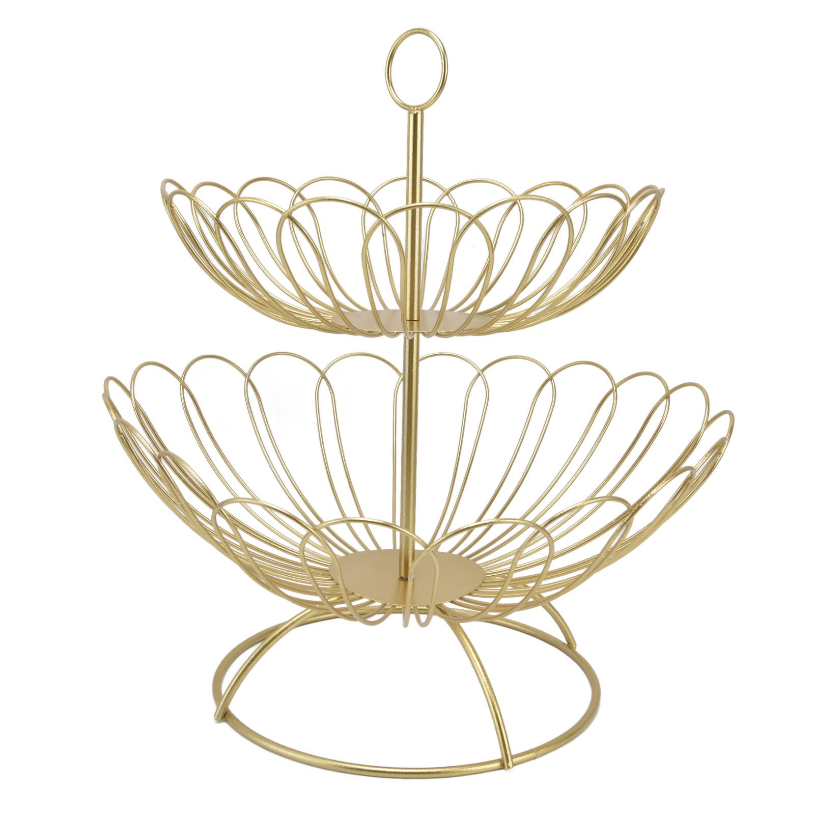 Milltrip Fruit Bowl, 2 Tier Fruit Basket Gold Detachable 12.6