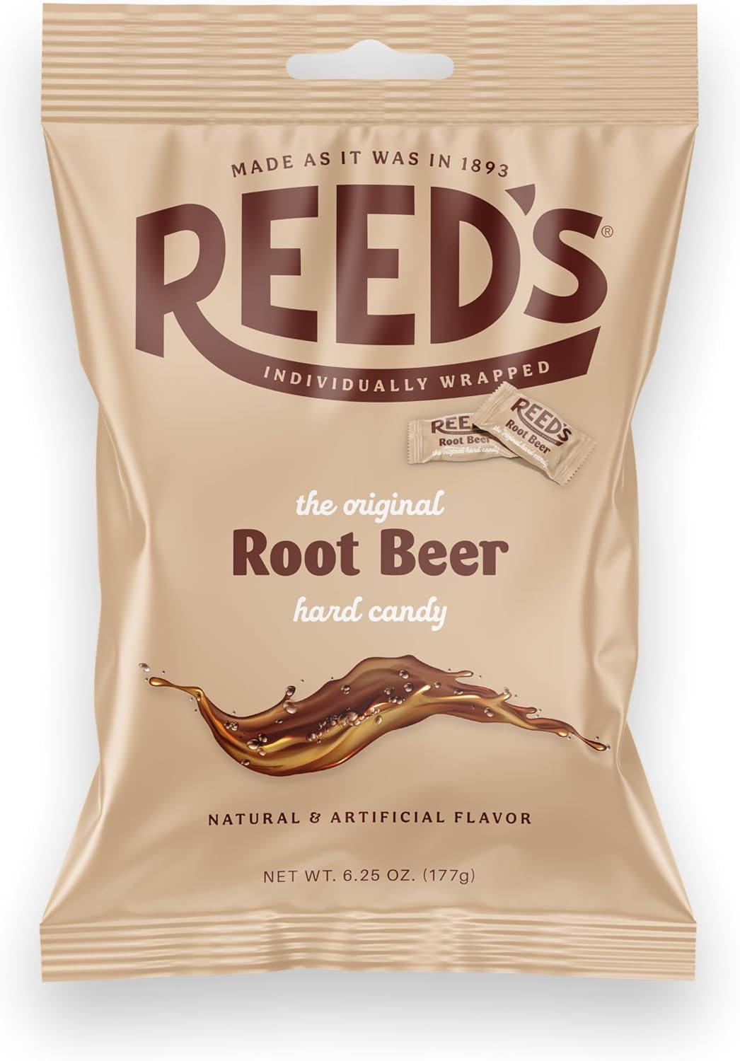 Reed’s Root Beer Candy, Bag Indivily Wrapped Rootbeer Hard Candy, The