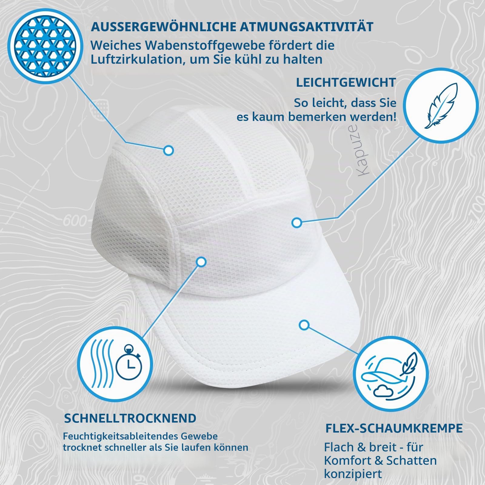 TrailHeads Sommer-Laufmütze für Damen mit weicher Schaumstoffkrempe und reflektierendem Rand, schnell trocknende Kappe mit 5-Panel-Design