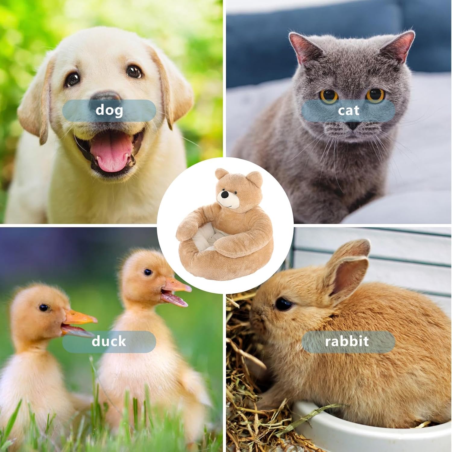 Plush Pet Bed Dogs - Bear Hug Dog Bed, Super Soft Pet BedCute Cuddler Bear Cat Sleeping Mat | Comfortable Plush Dog Crate Bed Washable Pet Cushion with Non Slip Bottom for Outdoor Indoor Pet Dogs Cats