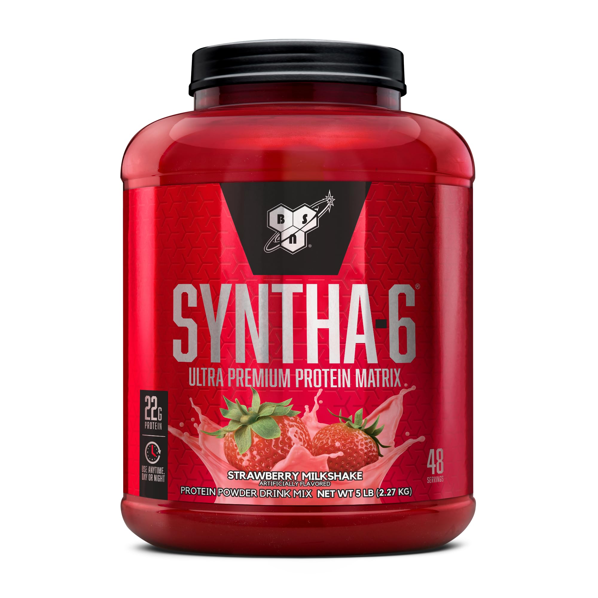 Syntha-6 Ultra Premium Protein Matrix, Whey Protein Powder, Micellar Casein, Milk Protein Isolate Powder - Strawberry Milkshake, 5 lbs, 48 Servings (2.27 KG)