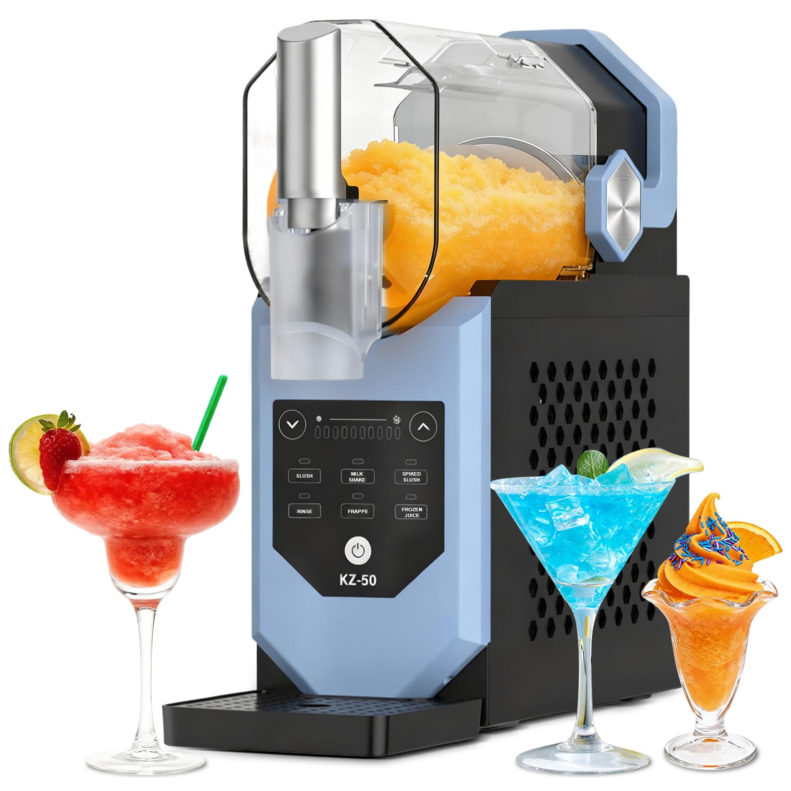 Macchiatto Slush Maschine, 5-in-1 Eismaschine mit LED-Display, 6 Programme & Ein-Knopf-Bedienung für Slush, Cocktails, Milchshake, 2L Behälter,Turbo Freeze, kein Eis erforderlich,Für Home & Party