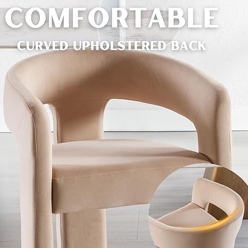 Miniatura 4 de Sillas de Comedor Modernas Tipo Barril Juego de 8, Sillas Laterales de Acento Tapizadas en Terciopelo con Brazos Cómodas Sillas de Tocador de