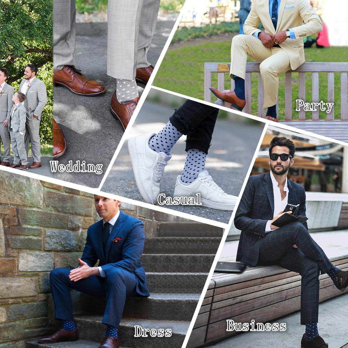 Socks For Men Groomsmen Gifts For Men Dot Christmas Dress Socks Wedding 9-13 100% cotton Casual Crew Socks - Image 6