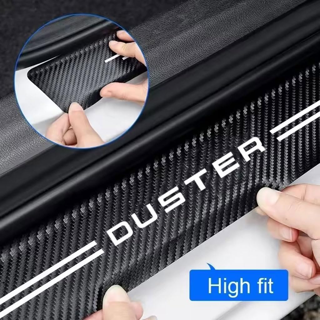 Adesivi Soglie Porte per Dacia Duster, 4 Pezzi Battitacco per Auto in Fibra di Carbonio Coprisoglia Protezione Anti-Graffio Accessori (Bianco)