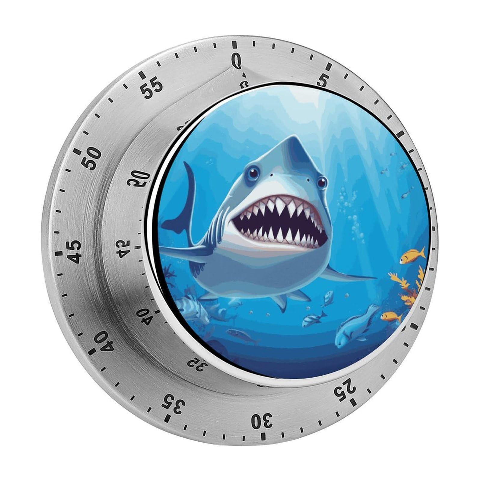 Adfgyerh Style Smiling Shark Timer For Cooking, Kitchen Timer Magnetic No Batteries Required, Mechanical Timer With Loud Alarm, For Fitness Baking Exercise Oven