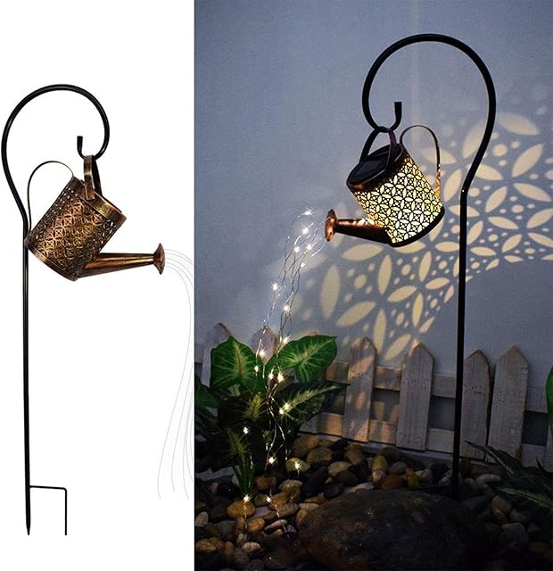 TLLY Watering Can Lights, Star Shower Garden Art Solar Light, Fairy Garden LED Light Decoration, Waterfall Fairy Lights for Watering Can, Innovative Garden Decoration Outdoor
