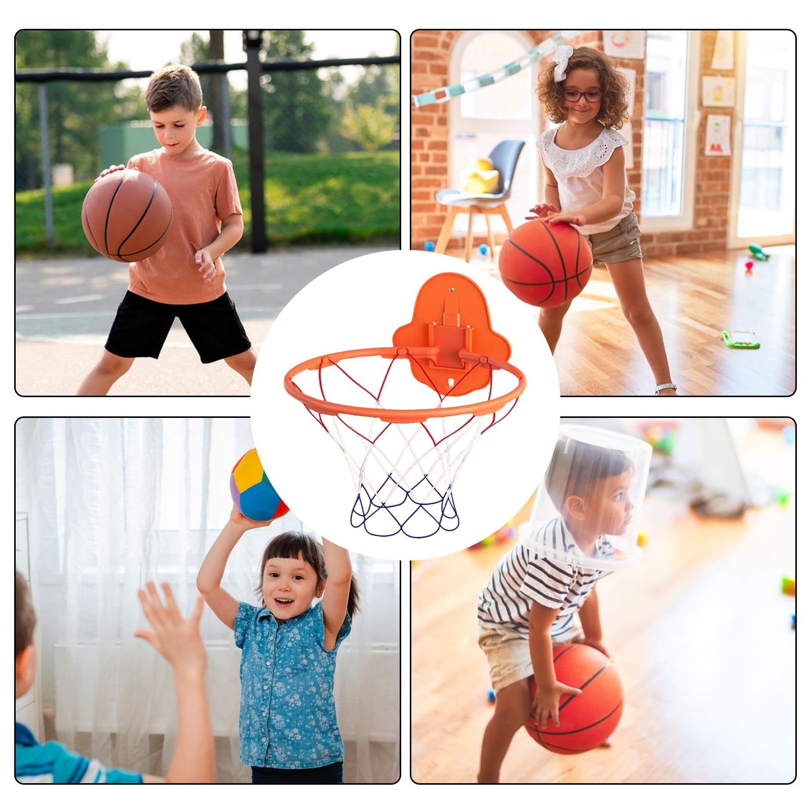 Generico Basketball Hoop - 32cm Dribbling Silent Basketball Training Hoop - Wall-Mounted Outdoor Toys with Sticky Backing for Adults, Kids