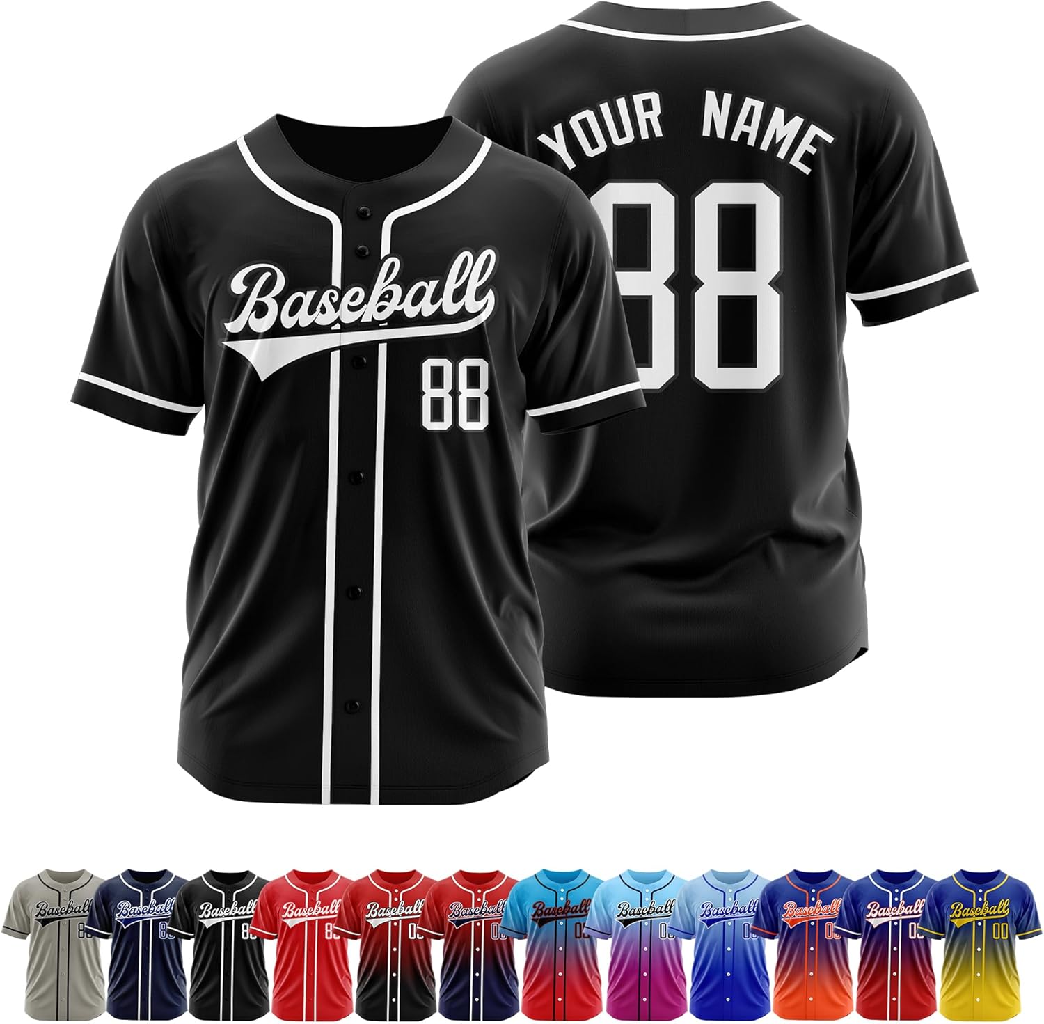 Custom Baseball Jersey Stitched Printed Personalized Name Number Team Button Down Shirts Sports Uniform for Men Women Youth