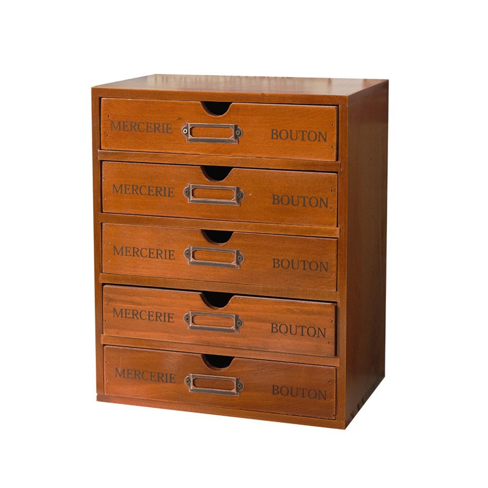 Schreibtisch-Organizer Aus Holz Mit Schubladen – 5-teiliger Apothekerschrank Für Büro Und Zuhause, Organizer Für Make-up Und Ablage Mit Etikettenboxen Brown