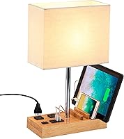 Vista 1 de Lámpara de escritorio Dreamholder con 3 puertos de carga USB, lámpara de mesa con 2 tomas de CA y 3 soportes de teléfono, lámpara de mesita de noche