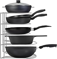 Vista 1 de Heavy-Duty Pots and Pans Organizer 5-Tier Cookware & Lid Storage Rack Free-Standing or Wall-Mount Kitchen Organizer for Cast Iron Skillets
