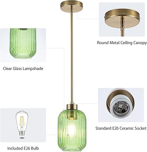 Miniatura 133 de MAYNA Lámpara colgante de granja de 1 luz, lámparas de jaula de metal negro con cadena ajustable y pantalla de vidrio, luces colgantes para isla