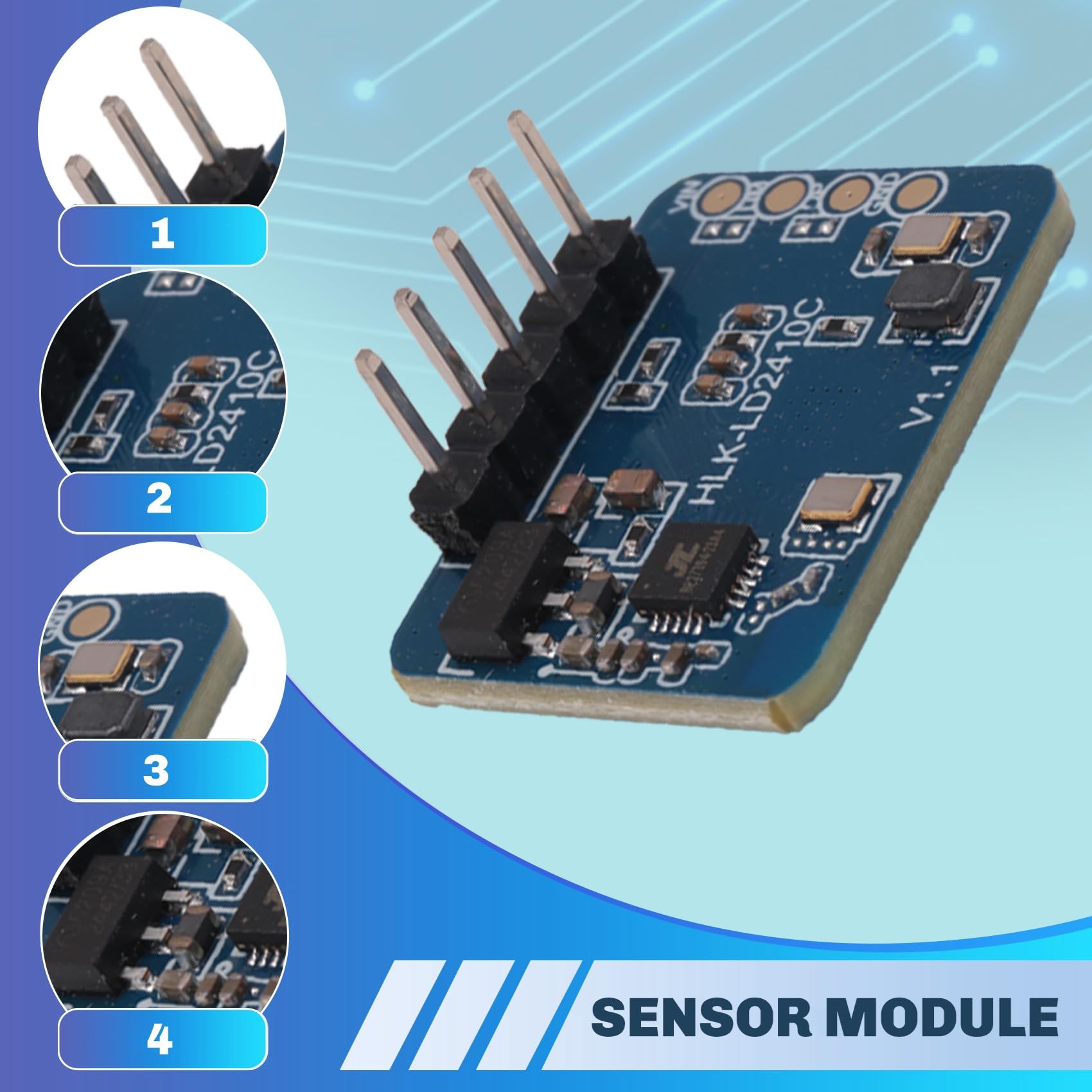 15 unidades 24 G mmWave HLK-LD2410C Human Presence Radar Sensor de Movimiento Módulo de Detección de Movimiento