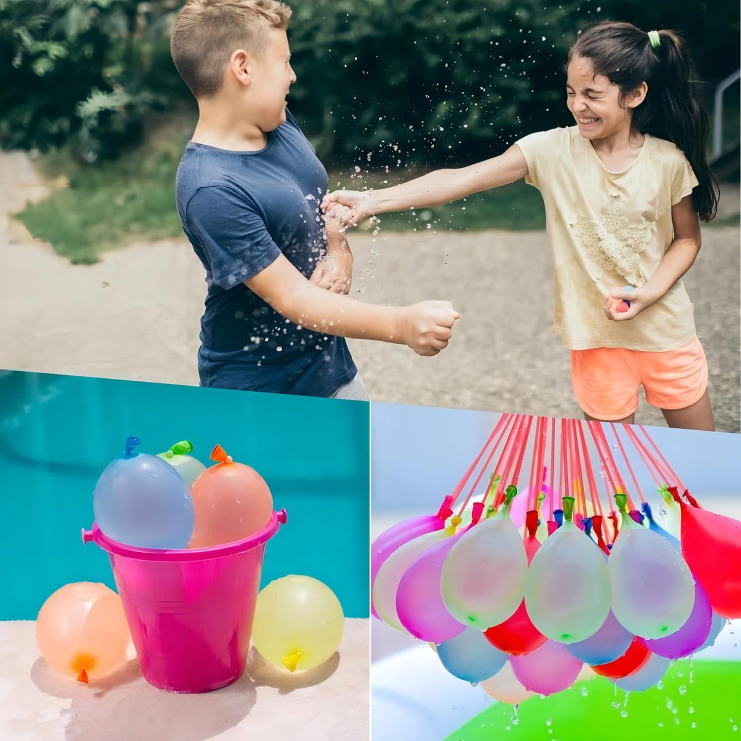 Kit 444 Bexigas de Água Coloridas Water Balloons para Brincadeiras ao Ar Livre Piscina e Verão Kit 444 Bexigas de Água Coloridas Water Balloons para Brincadeiras ao Ar Livre Piscina e Verão