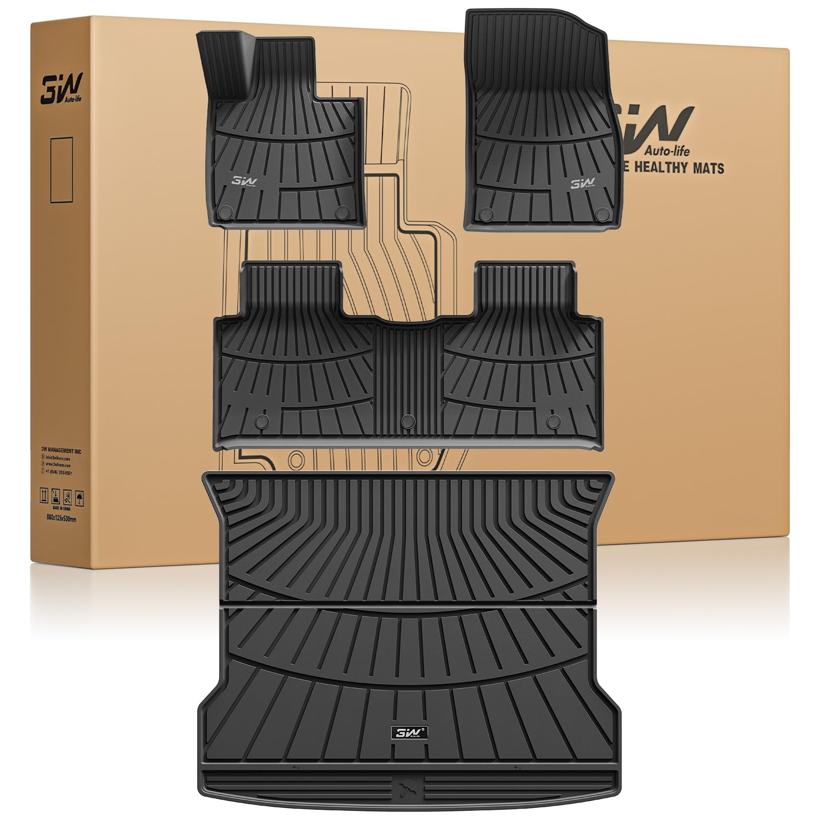 3W Fußmatten & Kofferraumwanne & für Xpeng G6 2023-2026 | TPE Thorex™ Allwetter | 3D Maßgeschneiderte Passform | Hundefreundlich Auto Zubehör | Wasserdicht & Kratzfest | Antirutsch