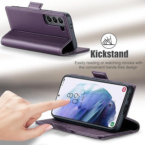 Miniatura 5 de japezop Funda tipo cartera para Samsung Galaxy S21 5G con bloqueo RFID, tarjetero magnético y función atril de cuero suave para Samsung Galaxy S21