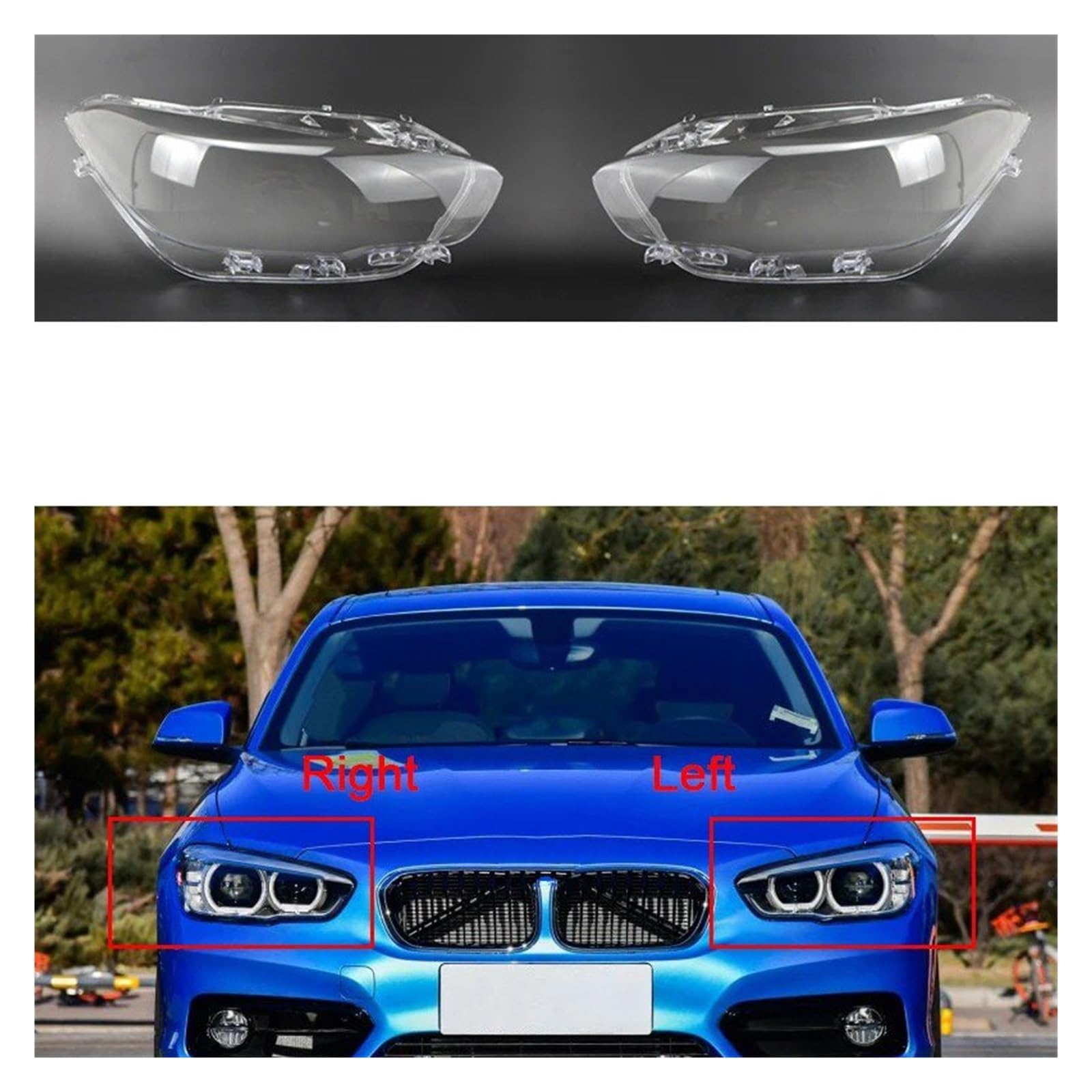 Auto Trasparente Paralume Per BMW Serie 1 F20 2015 2016 2017 2018 Copertura In Vetro Per Faro Anteriore In Plexiglass Copertura Per Faro Laterale Sinistro/destro(Left)