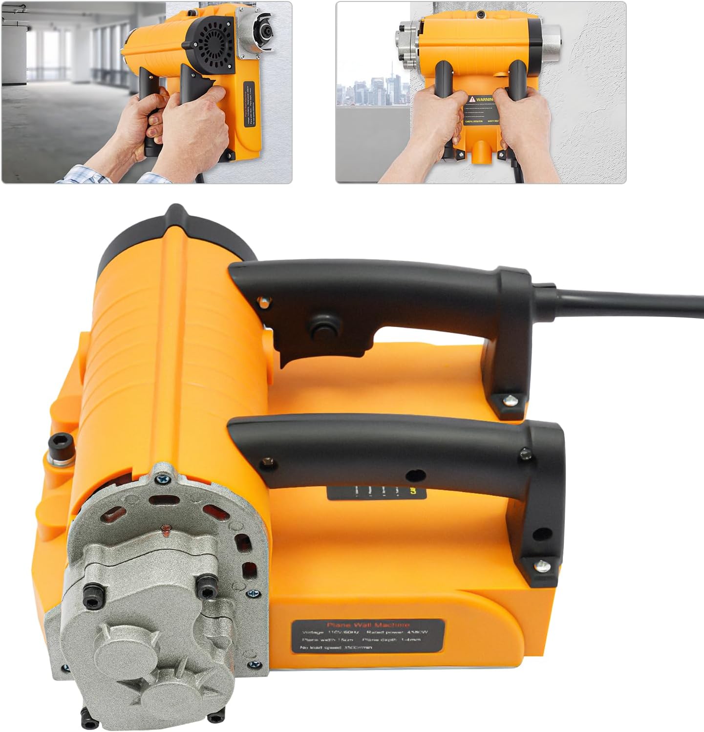 4580W Electric Wall Planing Machine, Adjustable Planing Depth 0.04-0.16in, 6" Width 3500RPM, Dual Handle for Indoor & Outdoor Walls, Ceilings