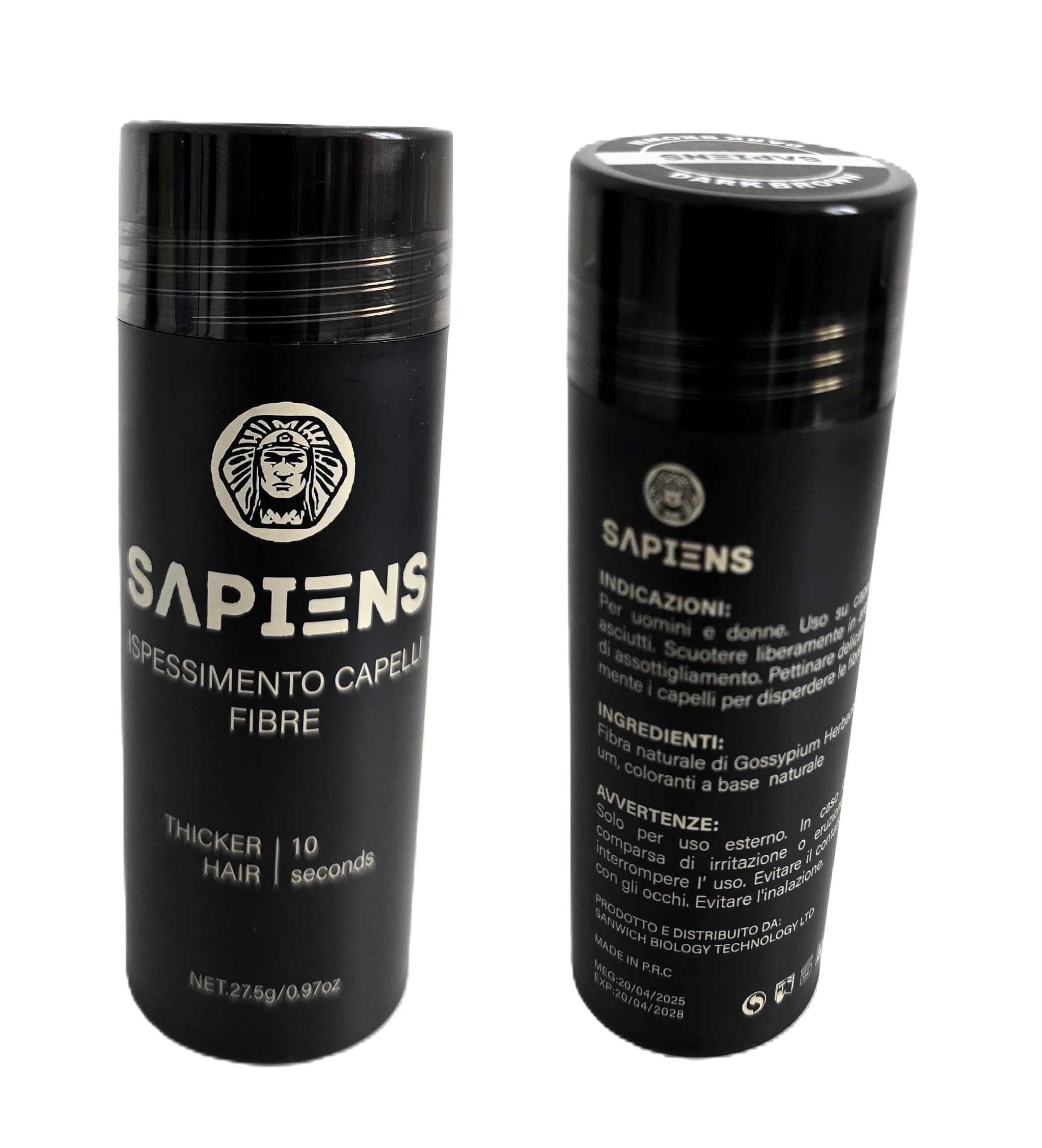 Fibre per Infoltimento Capelli 100% Naturale – Correttore Diradamento Professionale Uomo Donna, Effetto Capelli Più Spessi in secondi, Nasconde Calvizie Alopecia 27,5g (Castano Scuro-Dark Brown)