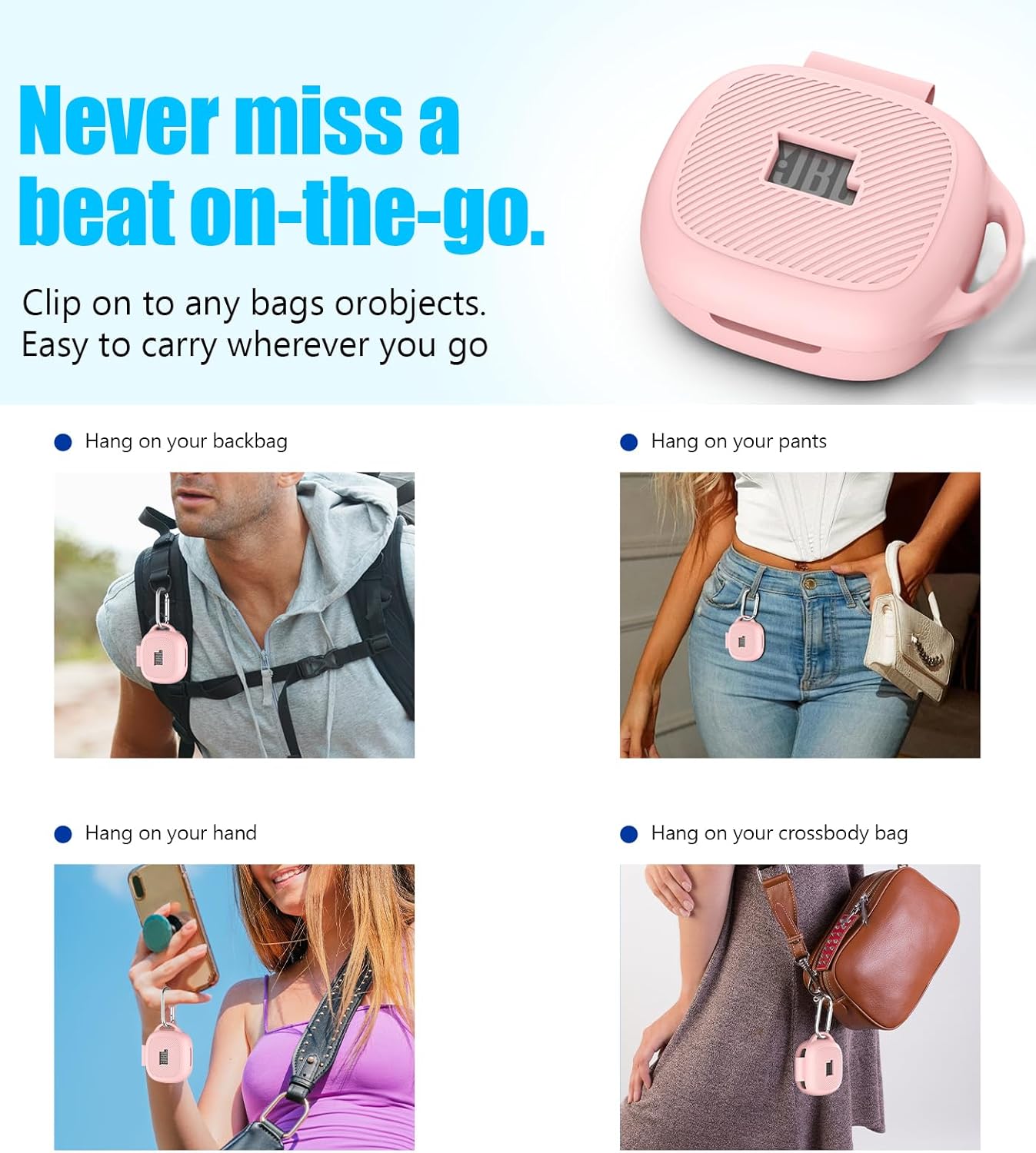 [3 in 1] for JBL Live Pro 2 Case Cover with Cleaner kit, Logo Visible Design Scratch Resistant Shockproof Silicone Protective Cover for JBL Live Pro 2 Earbuds with Carabiner-Pink - Image 6