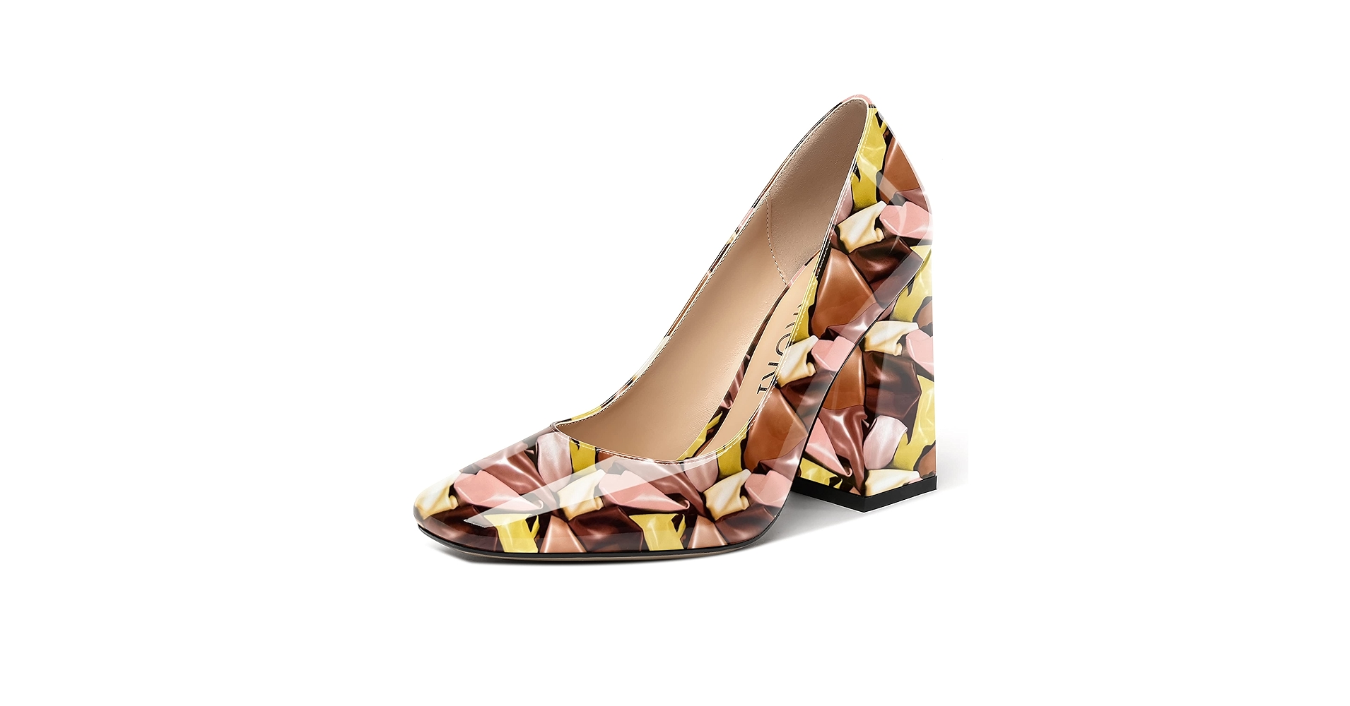 Amazon.com | MERRORI Women's Beige High Heel 4 Inch Patent