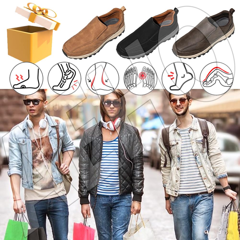 AEHO Chaussure de Marche Hommes Chaussures Slip on Sneakers Chaussure sans Lacets De Course Sport Casual Chaussures De Respirantes Légères Outdoor Shoes Confortables,Light Brown,41/255mm