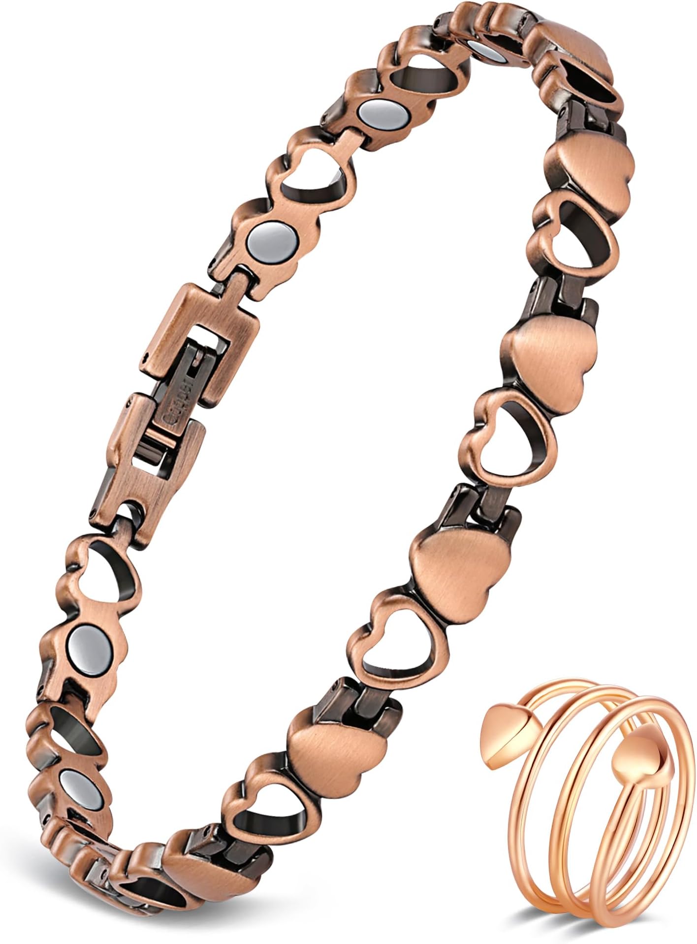 Feraco Copper Bracelet for Women 99.99% Solid Copper Magnetic Bracelets, Unique X Shape Links, Magnetic Field Therapy Jewelry Gifts