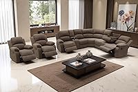 Vista 37 de A Ainehome Juego de Sofá Seccional Reclinable con Almacenamiento, Juegos de Sofá de Pana Reclinables Seccionales Manuales para Sala de Estar con 3