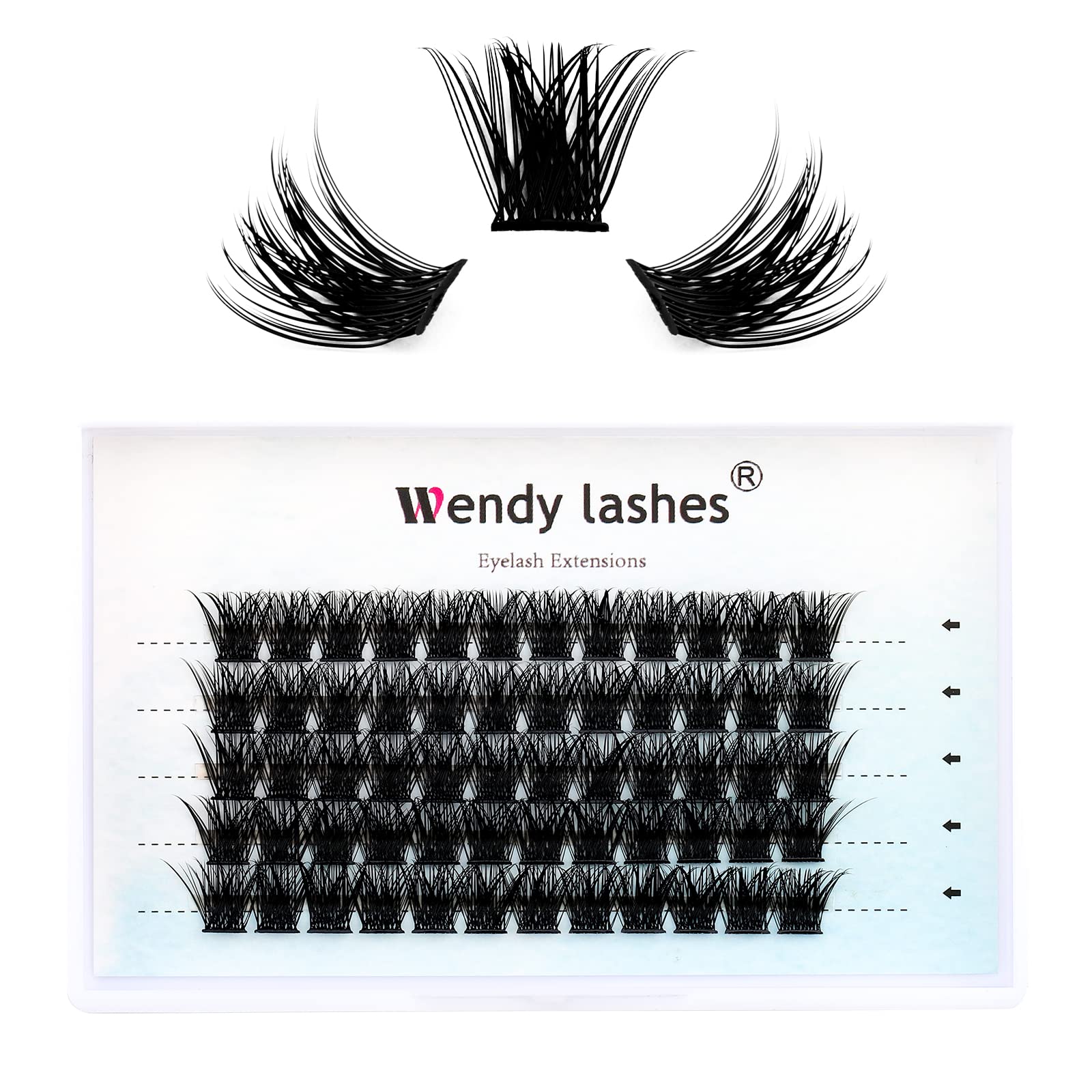 Individual Lash Clusters Volume Lashes DIY Eyelash Extension Natural Curl Glue Bonded Soft Lash Extensions by WENDY LASHES (0.07-D-13mm)