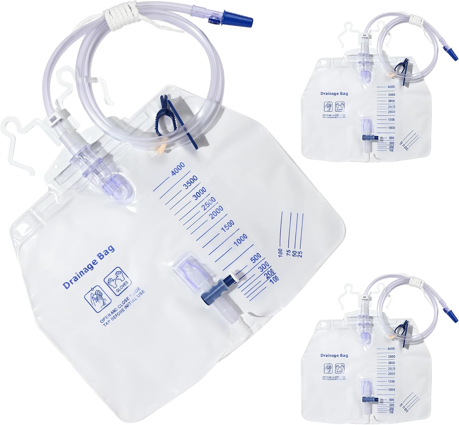 4000mL Catheter Bags, Urinary Drainage Bags 3 Pack