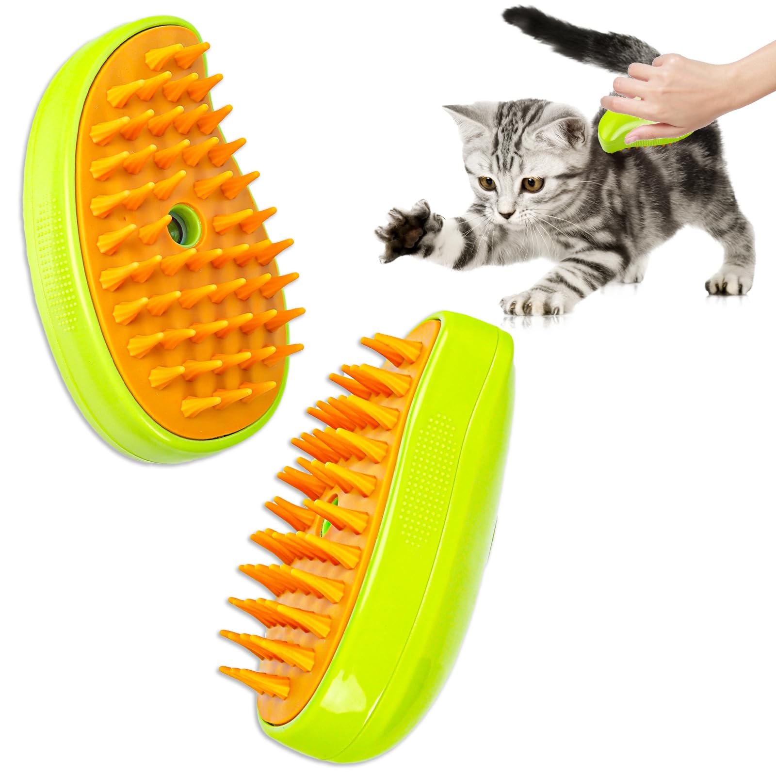 Cepillo de pelo de gato de vapor, cepillo de masaje 3 en 1 para mascotas de compañía, cepillo de gato recargable con depósito de agua, pulverización fina, para pelo corto largo gato masaje, aseo,