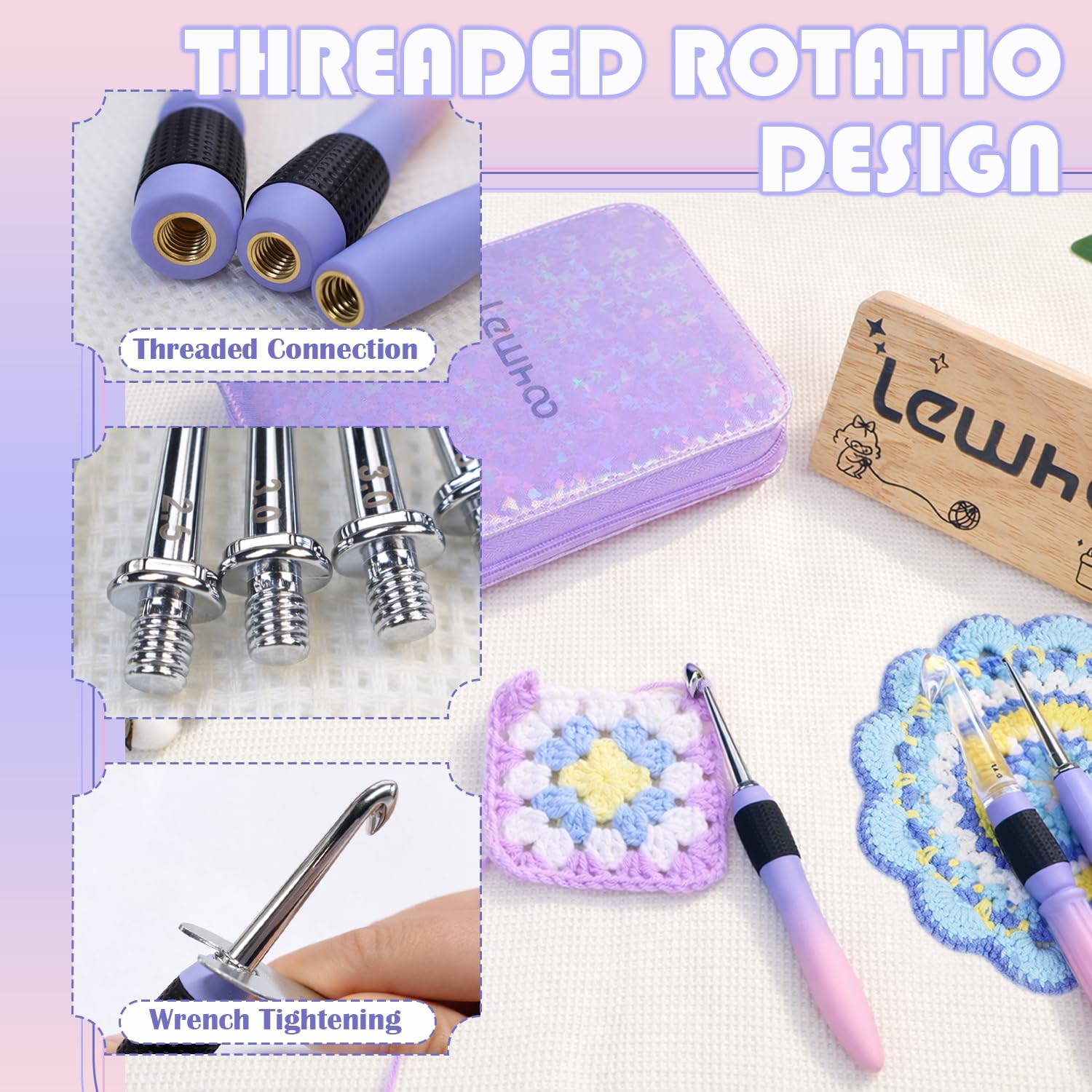 Lewhoo Ergonomic Crochet Hooks - 18 Sizes -2 Lewhoo Ergonomic Crochet Hooks - 18 Sizes -2
