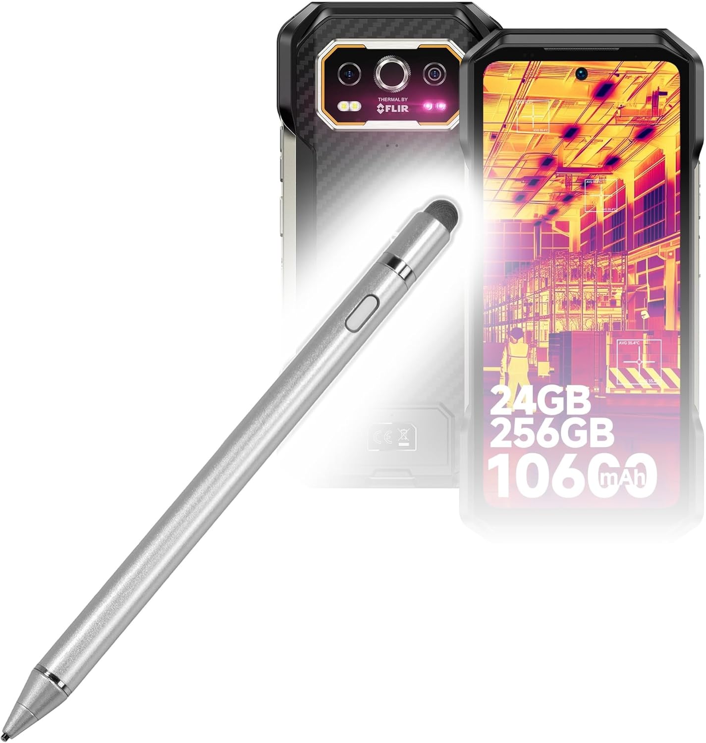 BoxWave Stylus Pen Compatible with Ulefone Armor 27T+ - AccuPoint Active Stylus, Electronic Stylus with Ultra Fine Tip - Metallic Silver