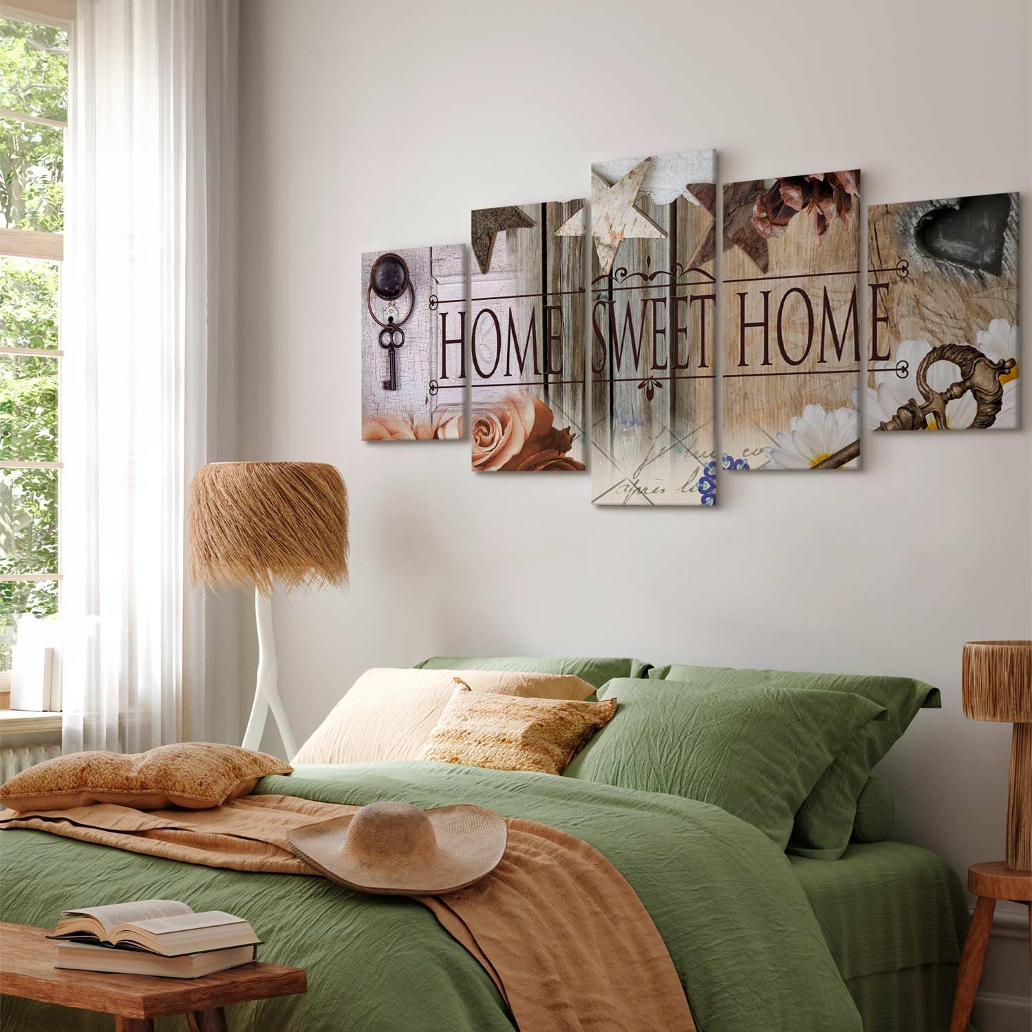 B&D XXL - Quadri Moderni Soggiorno Grandi Dimensioni, Home Fiori 200x100cm | Chiodi Inclusi, 5 Pezzi, Quadro Moderno, Pannelli Decorativi per Pareti, Decorazioni da Parete, Resistenti Allo Sbiadimento