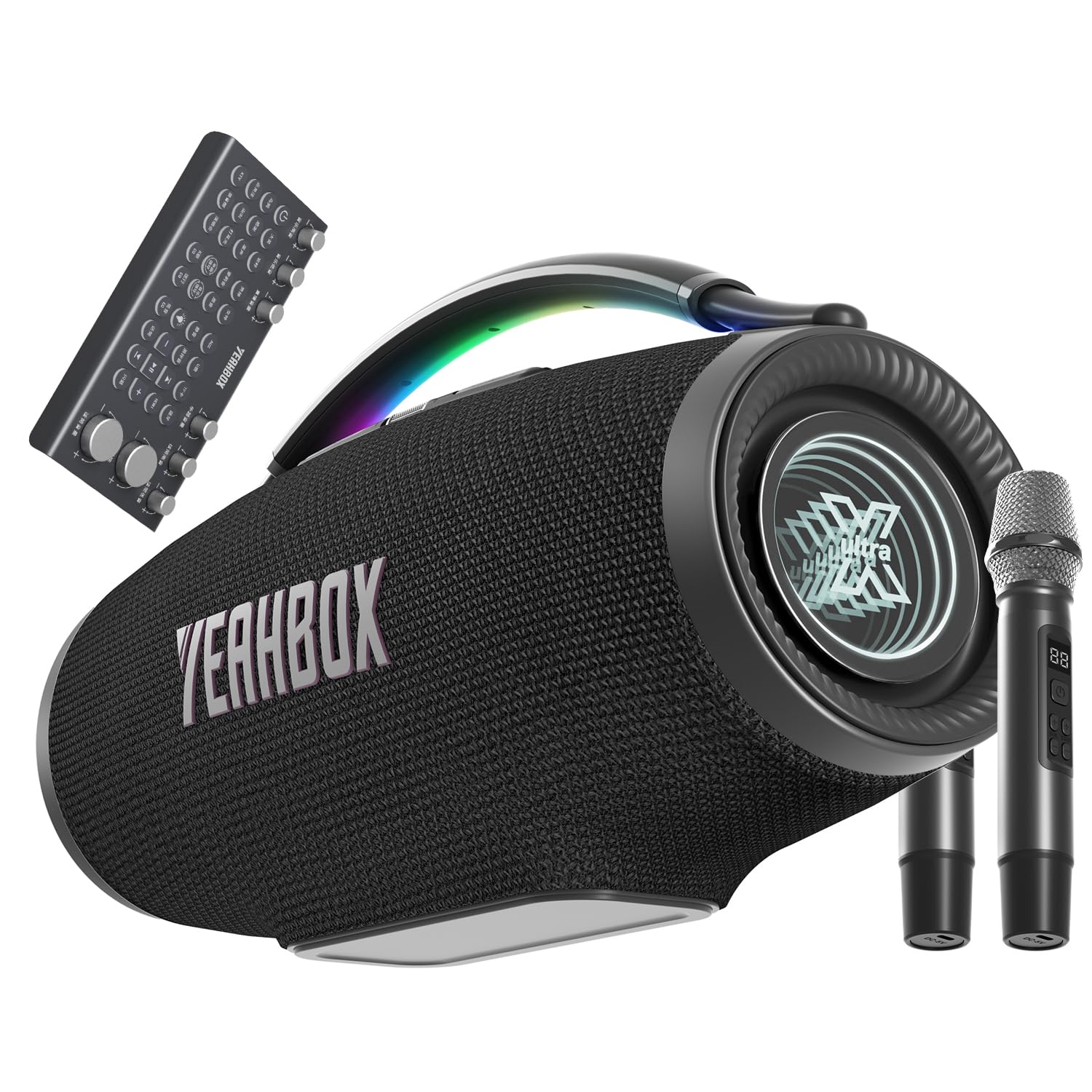 YEAHBOX Sonic Boom Ultra K Karaoke Lautsprecher Bluetooth 320W RMS 3-Wege 5-Treiber System HDMI ARC LED TWS Schwarz